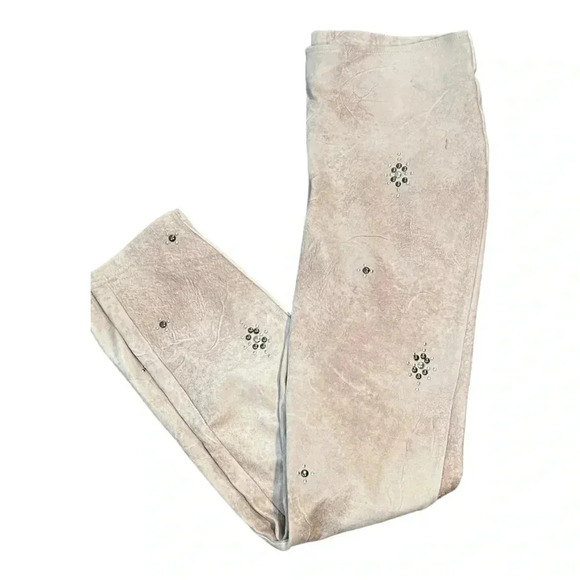 Free People faux suede mauve/brown leggings embellished EUC guessing Size L - Picture 9 of 11